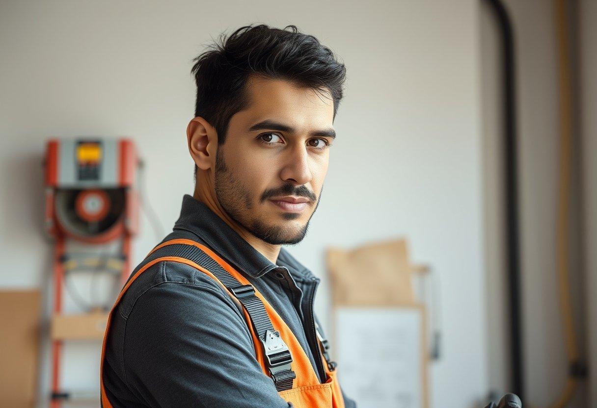 Imagen de un profesional de Técnico Laboral en Electricidad Residencial e Industrial realizando actividades propias de los estudios realizados