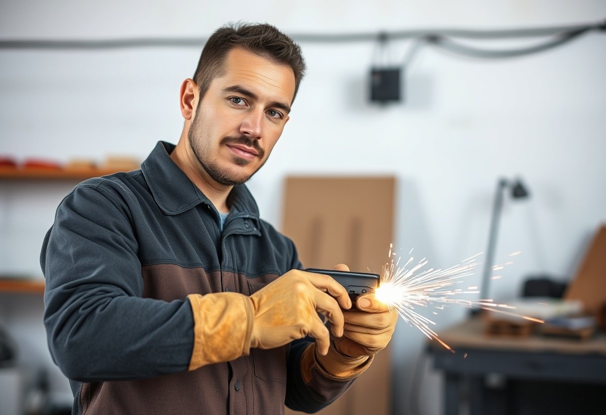 Imagen de un profesional de Técnico Laboral en Soldadura realizando actividades propias de los estudios realizados