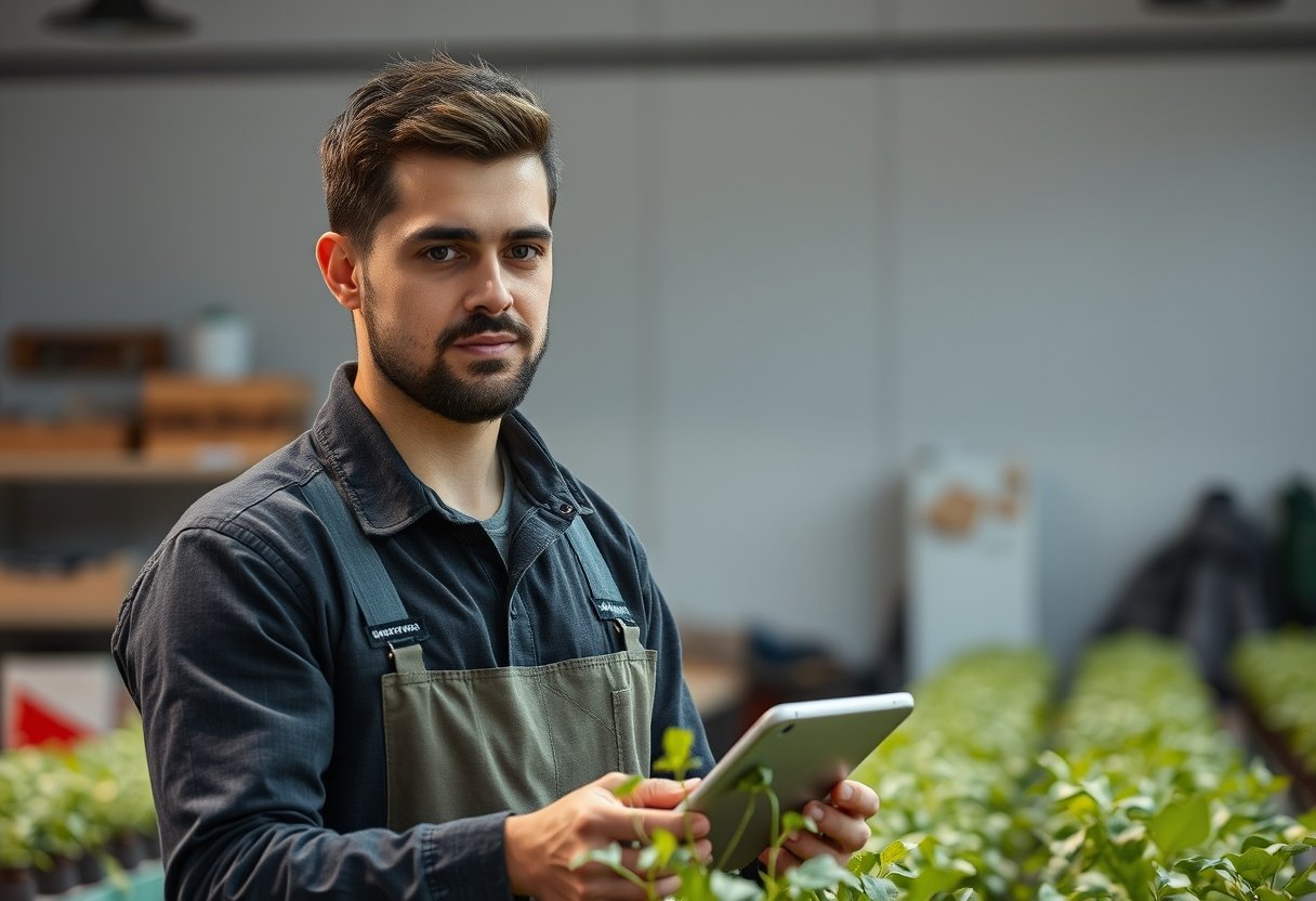 Imagen de un profesional de Tecnología en Producción Agrícola realizando actividades propias de los estudios realizados